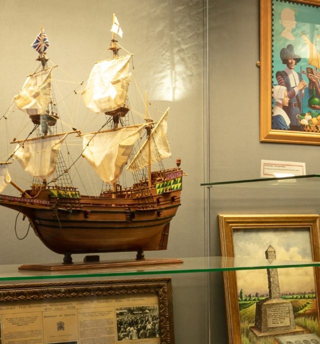 Boston Guildhall exhibit of the Mayflower ship